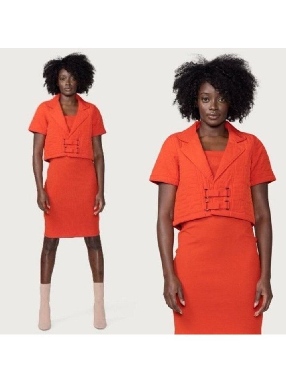 NWT Honor The Gift Quilted Crop Jacket L Red Vneck Oversized Monogram